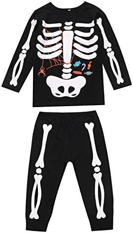 Kids Unisex Boys Girls Kids Pajama Skeleton Costume Outfit Pants Set