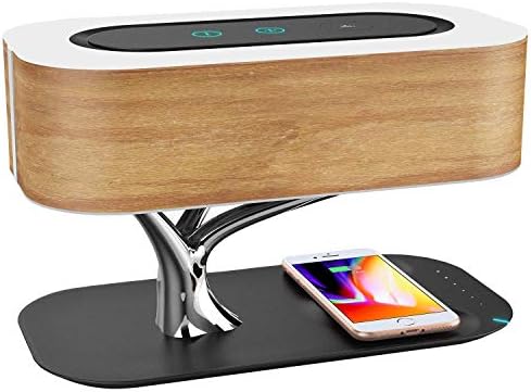Ampulla Bedside Lamp with Bluetooth Speaker and Wireless Charger, Sleep Mode Stepless Dimming
