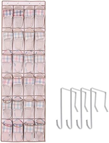 MustQ 24 Pockets Over The Door Hanging Shoe Organizer (Beige)