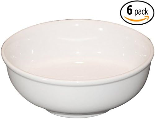 Cameo Ceramic Soup and Cereal Bowl with Pan Scraper, 7.25 Inch 38 Ounce, Set of 6, White Ivory