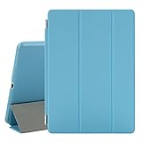 BESDATA Ultra Thin Magnetic Smart Cover [Wake/Sleep Function] & Translucent Back Case for 2014 Apple iPad Air 2 (iPad 6) + Screen Protector + Cleaning Cloth + Stylus (Sky Blue)