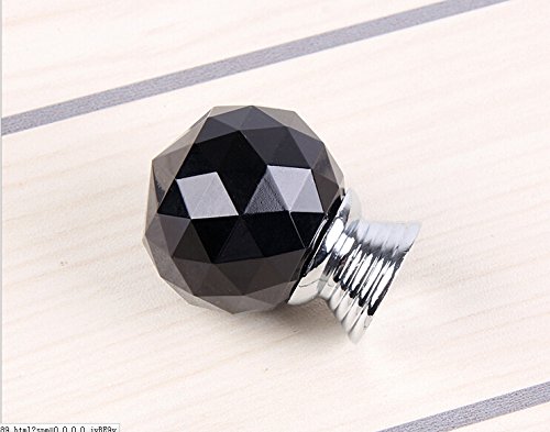 Do4U 10pcs 30mm Crystal Glass Cabinet Knob Drawer Pull Handle Kitchen Door Wardrobe Hardware Used for Cabinet, Drawer, Chest, Bin, Dresser, Cupboard (30mm, Black)