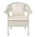 BrylaneHome Outdoor Weather Resistant Roma Hand-Woven Resin Wicker Stacking Chair + Free Seat & Back Cushions for Home, Backyard, Deck, Patio (250 Lb Capacity) - White