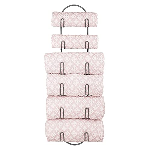 mDesign Steel Wall Mount Towel Rack with 6 Compartments Towel Holder and Towel Storage Shelf