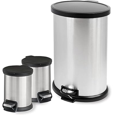 3-Piece Trash Can Set with Easy Open Lid, with Foot Pedal that Opens Lid Easily