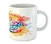 Ambesonne Watercolor Mug, Vibrant Colorful Human Brain Body Neurology Hemispheres Creative Intelligence, Ceramic Coffee Mug Cup for Water Tea Drinks, 11 oz, Pastel Red