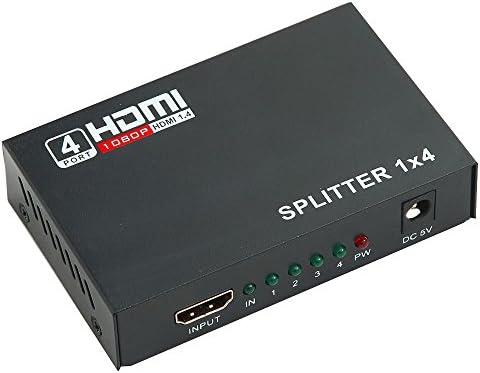 HDMI Splitter 1 In 4 Out, NewBull Digital Intelligent Full HD 1080P 1X4 Port HDMI Switch for HDTV TV Box Support 3D
