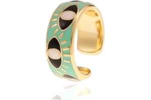 Hilufiet Evil Eye Ring Gold Colorful Enamel Chunky Rings Adjustable Statement Aesthetic Rings Protection Jewelry for Women