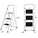 Sturdy Step Ladder 3 Step Heavy Duty Folding 3 Step Stool Home Kitchen Step Ladders, White