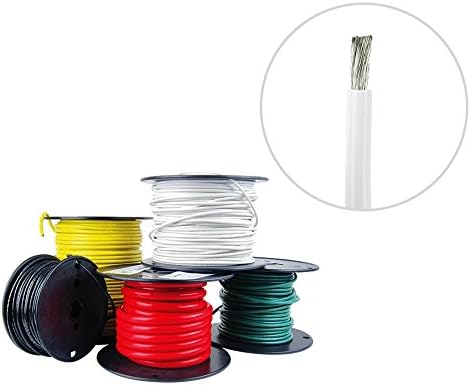 8 AWG Marine Wire - Tinned Copper Primary/Battery Boat Cable- 10 Feet - White - Made in the USA