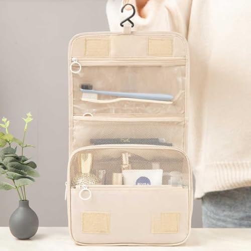 Bolsa Necessaire Maquiagem Cosméticos Feminina Viagem Com Divisória e Cabide para Pendurar Organizador de Maquiagem Muito Espaço para Maquiagem Shampoo Perfumes Higiene Pessoal (Preto)