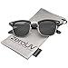 zeroUV Polarized Lens Classic Half Frame Horn Rimmed Sunglasses 50mm (Black-Silver/Smoke Polarized)