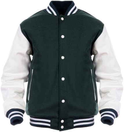 Angel Cola Green &amp; White Retro Varsity Wool &amp; Synthetic Letterman Jacket Green(Body) / White(Sleeve) XXSmall