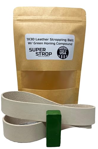 1 X 30 Inch Super Strop Leather Honing Polishing Belts Available in Multiple Packs (1X30 Leather Belt W/Green Compound)