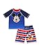 Mickey Mouse Roadster Racers Toddler Boys Swim Trunks and Rash Guard Set (3T, Red/Blue)
