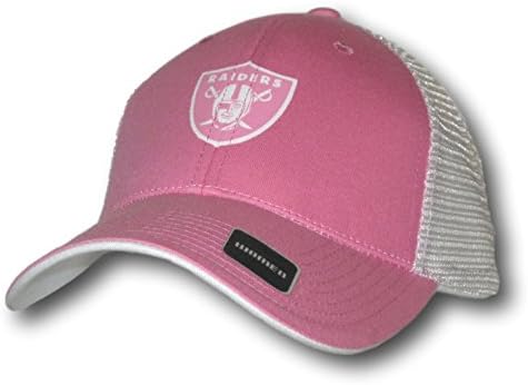 Oakland Raiders Pink with White Mesh Back Adjustable Hat Lid Cap
