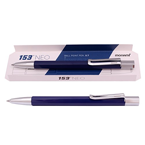Monami 153 NEO, Ball Point Pen 0.7 mm Metal Body (Black Ink) (Indigo)