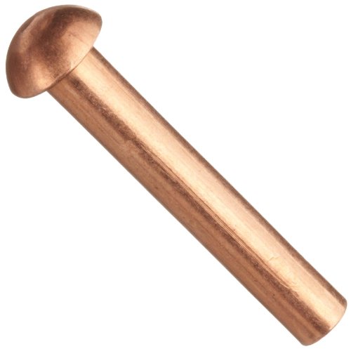 Copper Solid Rivet, Plain Finish, Round Head, Meets MS20435, 3/32