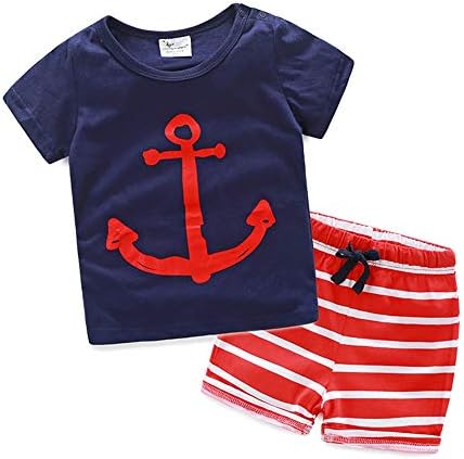 Jumping Meters Navy Anchor Print Half Sleeves T-Shirt and Short Set