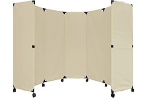 Versare MP10 Portable Folding Wall Partition | Economical 5 Panel Design | Portable Room Divider On Wheels | Adjustable, Freestanding Setup | Multiple Widths