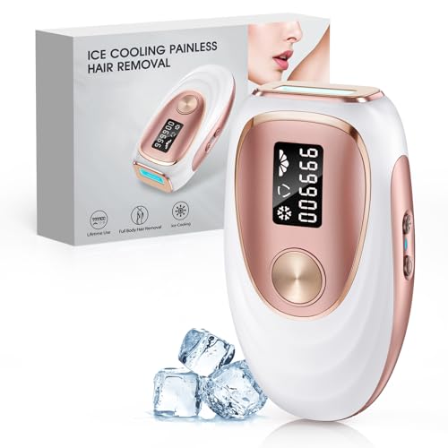 Haarlosy IPL Hair Removal Device with Cooling Function, 999,900 light pulses, 5 energy levels. Pain-free IPL hair removal for women, men, the bikini line, the body and legs
