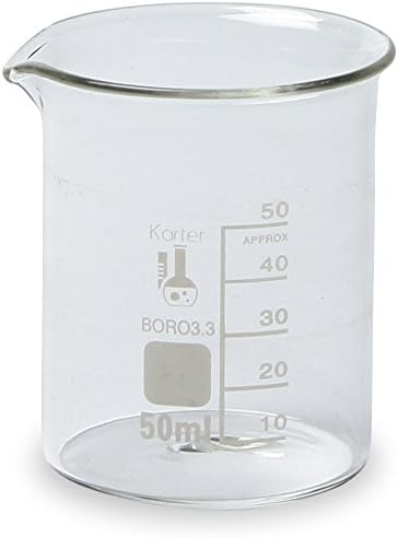 Glass Beakers, 50ml Pack of 12 by Karter Scientific