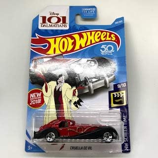 Hot Wheels 2018 50Th Anniversary Hw Screen Time Disneys 101 Dalmations Cruella De Vil 343365, Red