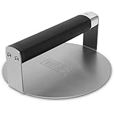Weber&reg; Griddle Smashed Burger Press, Stainless Steel | Stainless-Steel Smash Burger Tool with Non‑Slip Grip &amp; Smooth Easy‑Release Surface, Dishwasher‑Safe - Griddle Accessory