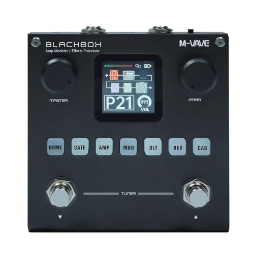 M-VAVE Pedal processador multiefeitos para guitarra, com mais de 80 efeitos embutidos, modelagem de amplificador 44,1 KHz / 24 bits 6 + 1 efeitos simultâneos, bateria recarregável integrada BLACKBOX