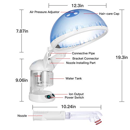 KINGDOMCARES Large 2-in-1 Hair and Facial Steamer Face Steamer Humidifier Hot Mist Moisturizing Clear Blackheads Acne Facial Hydration Sauna SPA Skin Care Facial Atomizer - Thumbnail 7