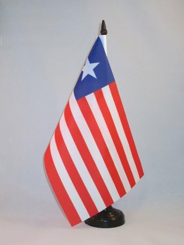 AZ FLAG Liberia Table Flag 5'' x 8'', Liberian Office Decoration 100% Polyester 21 x 14 cm