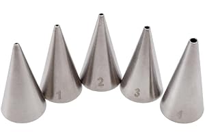 Xingbing Cake Piping Tips Stainless Steel, 5Pcs Steel DIY Pastry Fondant Icing Nozzles Decorating TipsCake Plain Nozzle