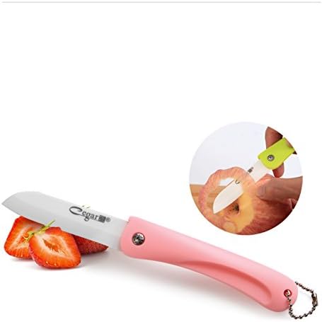 Fruit knife foldable Portable kitchen Cutlery Ultra Sharp Knife pink,4 inch Vegetable Fruit Ceramic Knife with Clear Blade