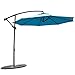 FLAME&SHADE 10 ft Cantilever Offset Outdoor Patio Umbrella with Cross Base Stand, Aqua Blue