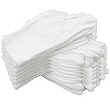 Ishua 12 Pairs White Cotton Gloves Working Protective Gloves Jewelry Inspection Gloves, Large Size 9.2 Inch Long, Multi-function For Coin Silver Inspection Dry Hand Cosmetic Moisturizing Working Spa