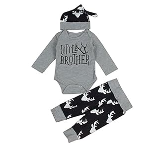 puseky Peuter Baby Jongens Broer Bijpassende Outfits Lange Mouwen Top & Herten Broek Set, Broertje, 0-6 Maanden