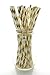 Gold Foil Stripe Straws (25 Pack) - Metallic Gold Stripe Straws, Paper Drinking Straws, Golden Anniversary, Holiday Party Supplies