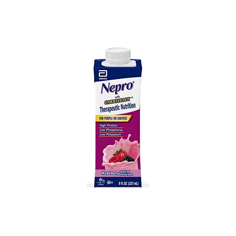Nepro Nutrition Shake for People on Dialysis, with 19 Grams of Protein, 420 Calories, Mixed Berry, 8 Fl Oz (Pack of 24)