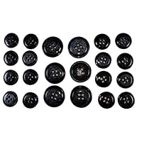 Konak Buttons Set of 22 Premium Dark Navy Blue with Gray Hues Buffalo Bone Buttons for Sport Coats, Blazers, and Suit Jackets