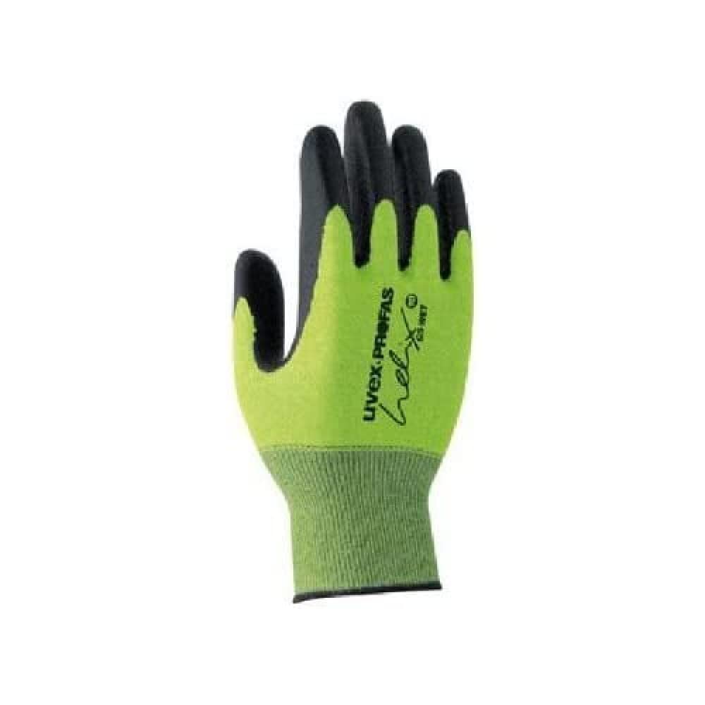 Uvex Ruvex-C500Foam_7 Protective Gloves, Green-Black, 7 Size, Pack of 10