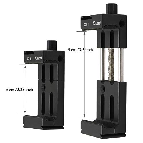 AFVO Phone Clamp Tripod Mount Adapter with Cold Shoe & Bubble Level, Vertical & Horizontal Metal Smartphone Holder Video Rig