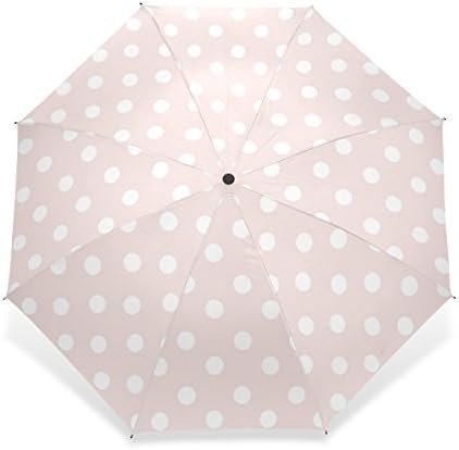 Lightweight Travel Umbrella,Professional Custom Candy Pink and White Polka Dot Umbrella, Virtually Indestructible Windproof Canopy,Slip-Proof Handle By Littleli