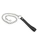 DERENHER 2.5 Feet Real Leather Handle Chain Leash for Neck Collar Choker (Black)