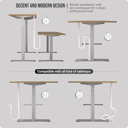 Under desk cable management raceway – Perfect for sit stand desk cable management – Flexible cable snake -Vertebrae cable management (White)