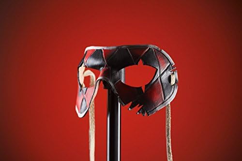 Two Face Harlequin Handmade Genuine Leather Mask in Red for Masquerades Halloween or Cosplay
