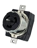 Leviton CS8369 50 Amp, 3PY, 250 Volt AC, Black and White Locking Flush Mount Receptacle, Industrial Grade, Grounding, California-Style, Black