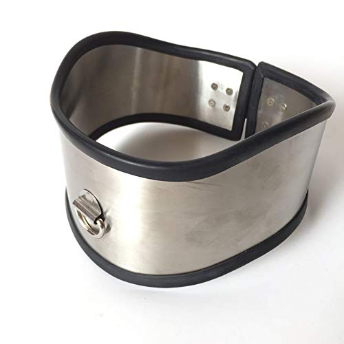 Adult Sex Bondage Collar Stainless Steel Neck Restraint Collar Dog Choker Fetish Necklaces Bondage D-Ring Collar,Male14CM