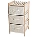 Lavish Home Organization Drawers with Natural Wood Shelf and Three Fabric Storage Bins- Lightweight and Perfect for Dorms, Bathrooms or Bedrooms