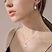 EleQueen 925 Sterling Silver CZ Cream Freshwater Cultured Pearl Leaf Bridal Necklace Hook Earrings Set Clear for Women, Valentine's Day/Mother's Day/Christmas Jewelry Gift