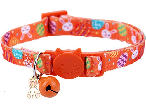 BoomBone Easter Cat Collar Breakaway with Bell,Orange Puppy Collar for Small Dogs